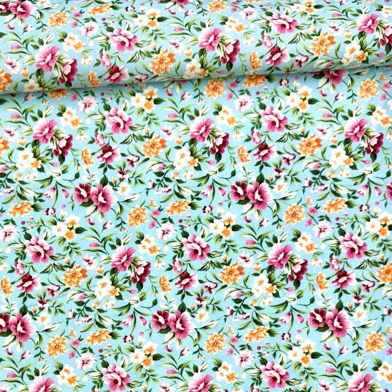 Algodón Premium Floral celeste 1,40x1,00