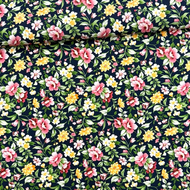 Algodón Premium Floral azul marino 1,40x1,00