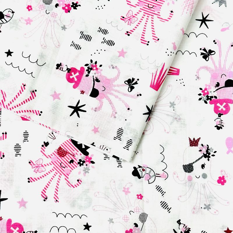 Algodón Pulpos rosa 1,40x1,00