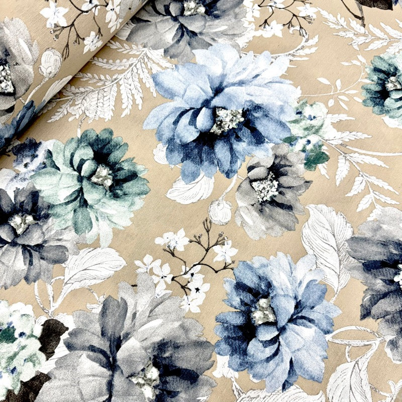 Loneta Flowers blue 1,40x1,00