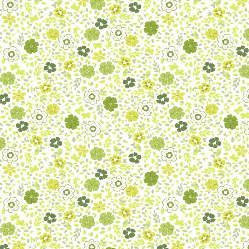 Algodón Premium City Flower verde 1,40x1,00